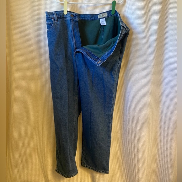 LL Bean Men’s fleece lined pants 40x30 Denim Jeans - Picture 2 of 3